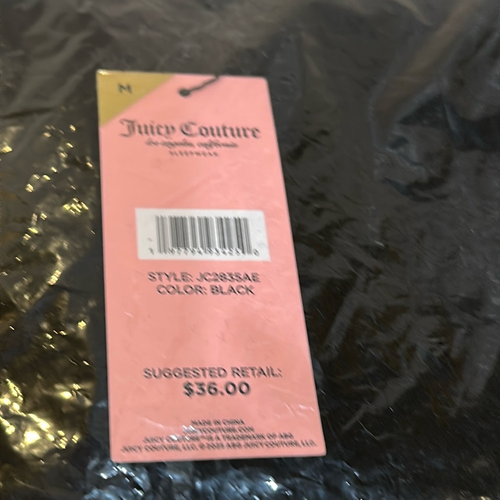 NWT Juicy Couture Velvet Fleece Wide Leg Pant With Rhinestone Accents in Black - Picture 6 of 8